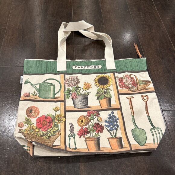 Cavallini & Co., "Gardening" Heavyweight Cotton Canvas Tote / Shopping Bag Large - Picture 2 of 14